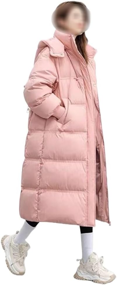 Long knee length Down Jacket Thickened Loose Hooded Coat Casual Fashionable Down Jacket for Women