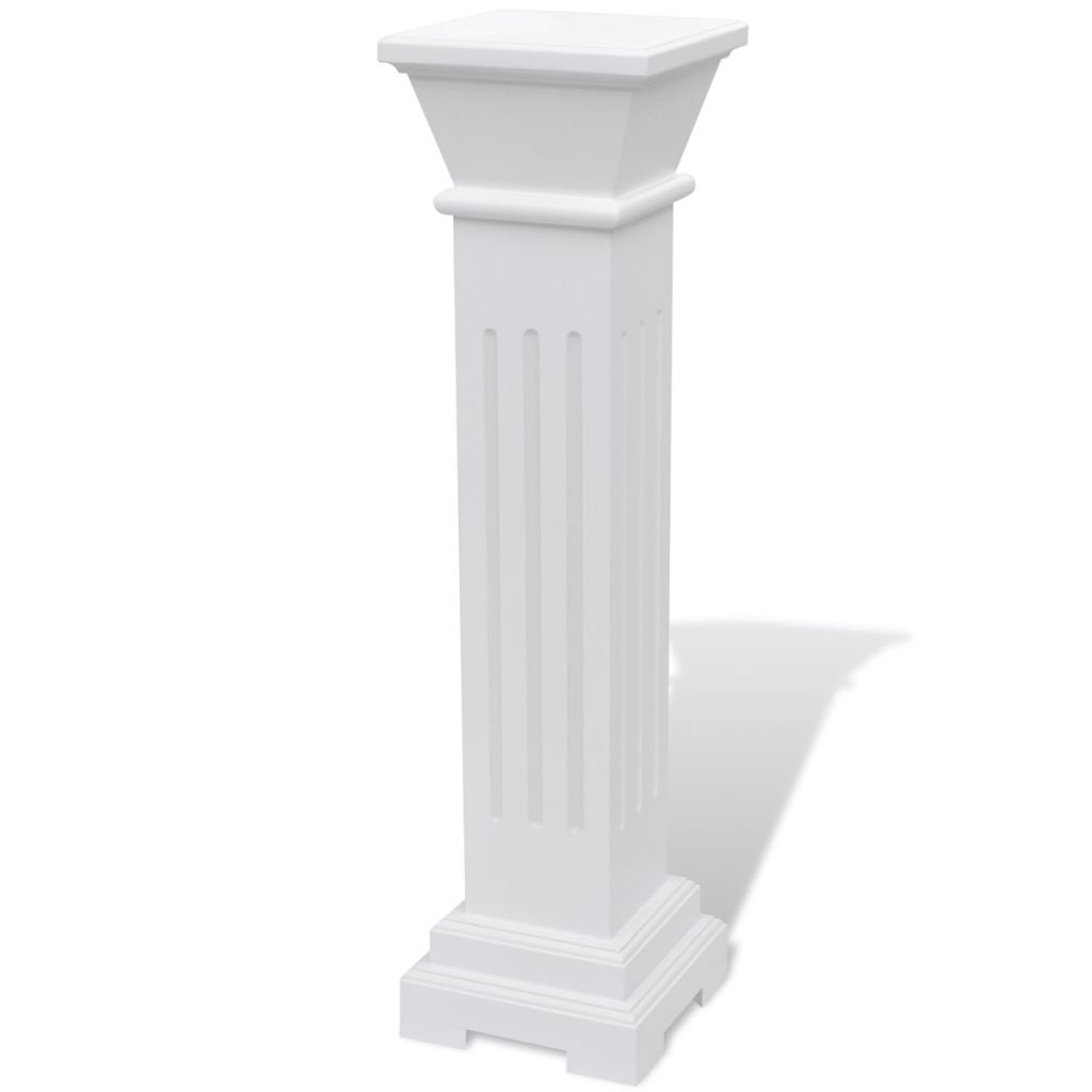 Plant Stand -Classic Square Pillar Flower Plant Stand MDF Wood Garden Patio Yard Decor, Indoor Outdoor Terrace Patio Home Decor - White