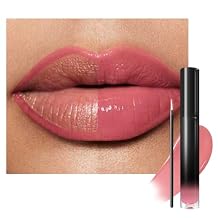 evpct Warm Pink Shiny Longwear No-Budge Liquid Lip Color Lipstick Makeup, Highly Pigmented Color Instant Shine, Waterproof Long Lasting Lipstick for Women, Lip Stain Gloss with Lip Liner Brush, 18#
