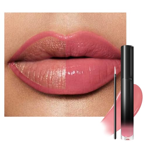 Image of evpct Warm Pink Shiny Longwear No-Budge Liquid Lip Color Lipstick Makeup, Highly Pigmented Color Instant Shine, Waterproof Long Lasting Lipstick for Women, Lip Stain Gloss with Lip Liner Brush, 18#