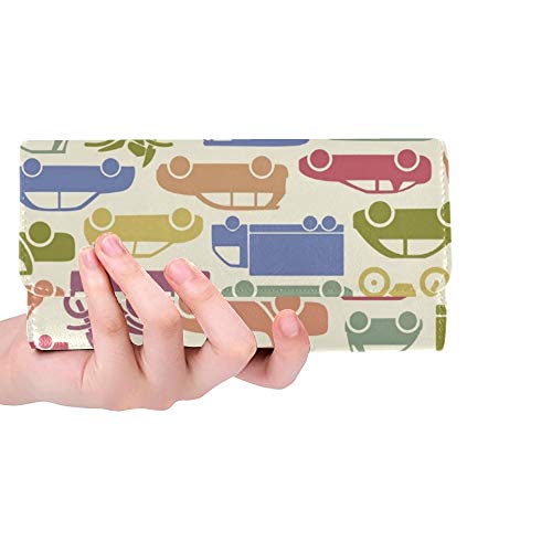 Preisvergleich Produktbild Einzigartige Bunte kleine Auto-Frauen-dreifachgefaltete Mappen-Lange Geldbeutel-Kreditkarte-Halter-Fall-Ha...
