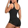 SHAPERX Women Shapewear tummy control Fajas Colombianas Body Shaper Zipper Open Bust Bodysuit,SZ7200-Black-L