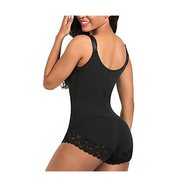 SHAPERX Women Shapewear tummy control Fajas Colombianas Body Shaper Zipper Open Bust Bodysuit,SZ7200-Black-L