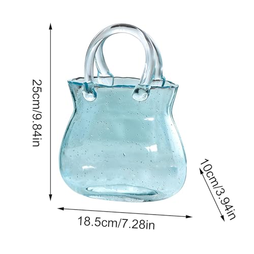 Vase en verre en forme de sac à main transparent pour déco table et salon