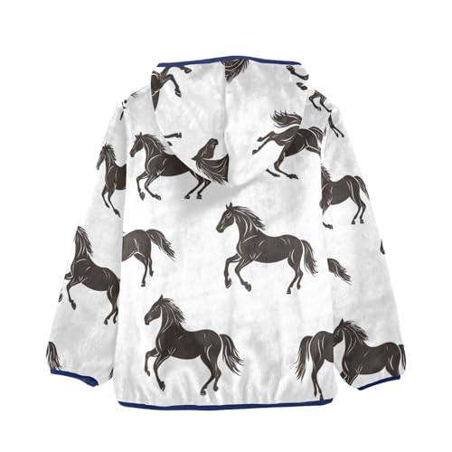 Horse Silhouette Girls Fleece Jacket Girls Fall Jacket Girls Zip Up Hoodie Girls Sherpa Jacket 2-10T2