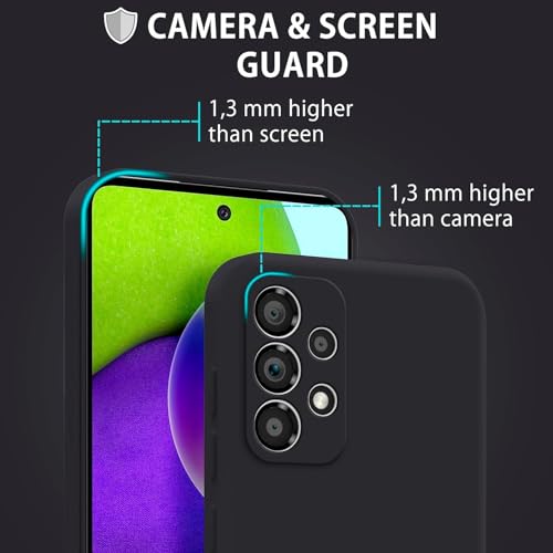 Image of VONZEE Liquid Silicone Case with Microfiber Coushioning Compatible for Samsung A52 /A52s 5G Shockproof Slim Back Cover, Gel Rubber Full Body Protection - Black