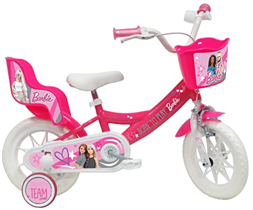 Telaio e Forcella in acciaio Barbie, Bicicletta Bambina, Rosa-Bianco, misura 12\