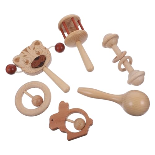 Alasum 1 セット ハンドベル パズルのおもちゃ 子供のガラガラのおもちゃ 赤ちゃんの手のガラガラ 心を落ち着かせるおもちゃ 幼児の手のガラガラ 幼児の木のガラガラ キッズガラガラ