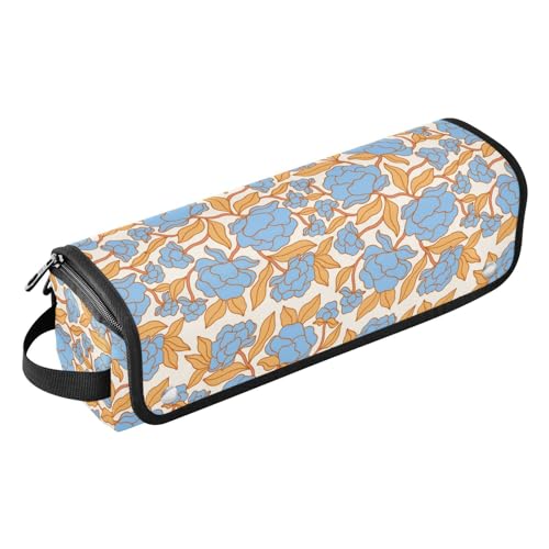 2 in 1 Hair Tools Organizer and Heat Resistant Mat Dustproof Travel Hair Straightener Bag for Curling Iron Straightener Flat Hair Dryer, Ethnic Bohemia Blue Floral Fall Women Essentials