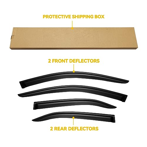 Image of Window Visors for 2007-2011 Toyota Camry, Rain Guards Shields Vent Deflector Shade Dark Smoke 07 2008 2009 2010 11, Tape-On, Smoke 4PCS