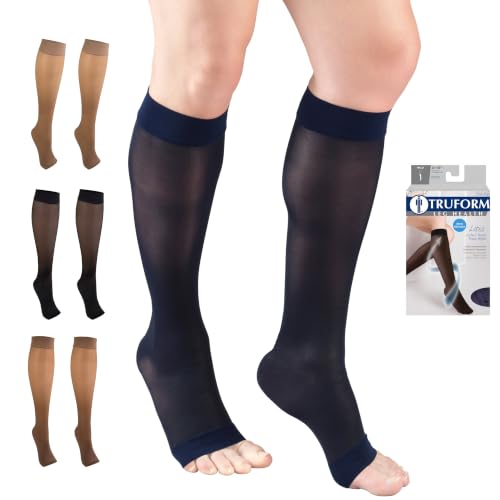 Image of Truform Sheer Compression Stockings, 8-15 mmHg, Women's Knee High Length, 20 Denier