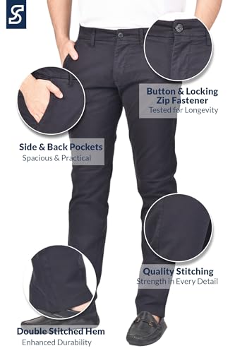 Soroor Slim Fit Chinos Pants Men - Stylish Mens Chinos Pants, Smart Casual Mens Khaki Pants | Stretch Twill Cotton Men Chino4