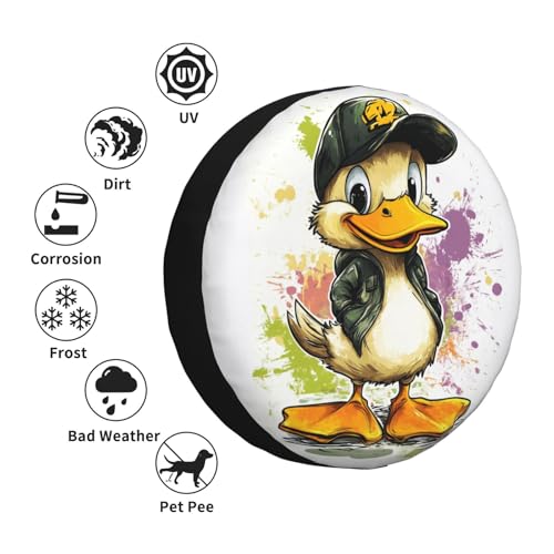 Image of Cute Duck Spare Tire Cover Universal Wheel Tire Cover Funny Cartoon Duck Tire Protectors for Travel Trailer Rv SUV Truck Camper and Many Vehicle 16 Inch