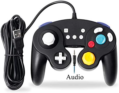 EXLENE Audio Wired USB Controller for Nintendo Switch with Audio Function (3M/10FT), Compatible with PC/PS3, GameCube Style, Motion Controls, Rumble, Turbo (Black)