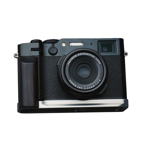 FUJIFILM X100VI 富士フイルム X100VI 専用 ハンドグリップメタル 檀木材 メタルベース ボディケース 用のハンドグリップです 互換 電池交換便利 底面開閉 (ブラック+シルバー)