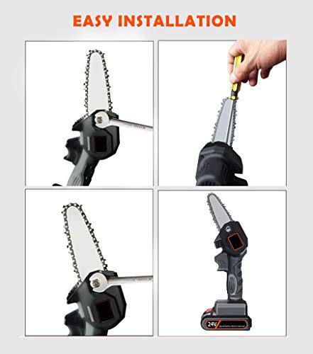 ZNP Mini Chainsaw with 2Pcs Batteries and 2Pcs Chain, 4-Inch Cordless Electric Protable Chainsaw One-Hand 0.7kg Lightweight, Pruning Shears Chainsaw for Tree Branch Wood Cutting