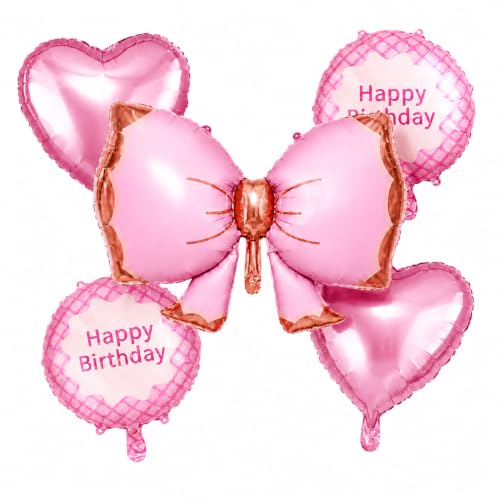 Image of Propsicle Bow Foil Balloons for Birthday Decoration Pink Girls