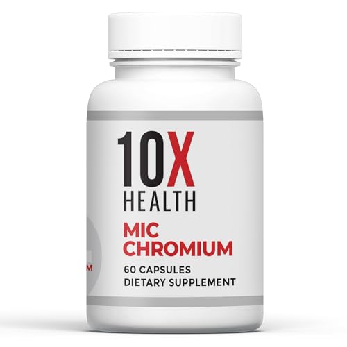 10X Health MIC Chromium Supplements - 60 Capsules - Contains Choline Inositol & L Methionine - Mineral Supplements for Daily Nutritional Support - Chromium, L-Methionine, Choline Supplements
