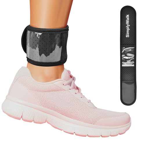 SimplyWalk Ankle Band(Size Medium) for Large Fitness Pedometer, (Counter NOT Included) Soft Wear Ankle Band with Transparent Pouch for Step Counter (Pedometer Not Included) (Black)
