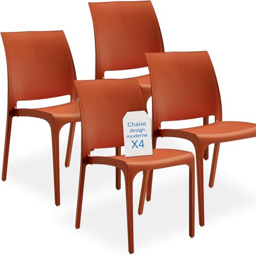 Tomaino - Chaises de cuisine en plastique polypropylène Lot de 6 chaises empilables Table de salon, jardin, terrasse, balcon moderne
