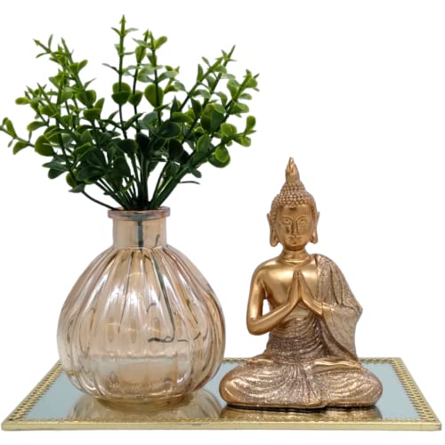 Buda Hindu Tibetano Bandeja Aparador Espelho Vaso Decoração