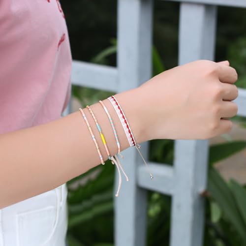 Image of KELITCH Miyuki Friendship Bracelet Boho Seed Beads Women Thin Strand Bracelets Adjustable