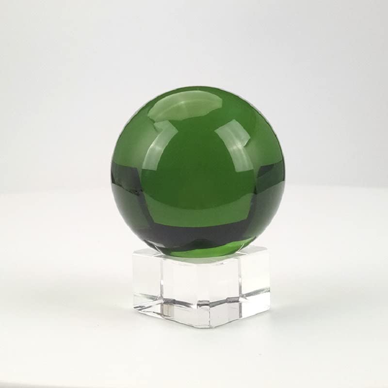 30mm-100mm Green Crystal Ball Asian Rare Obsidian Sphere Crystal Ball Healing Stone Decor - (Color: 70mm/ Size: Crystal Base)