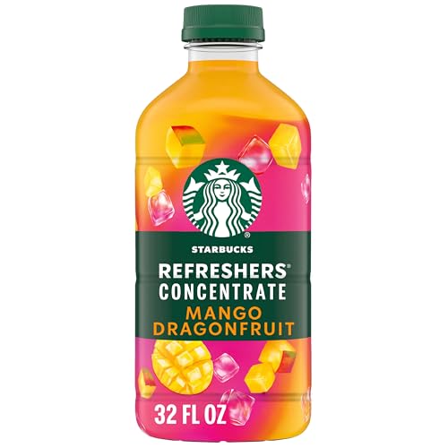 Starbucks Refreshers Concentrate Mango Dragonfruit, Refreshing Drink, Cold Drinks 32 fl oz