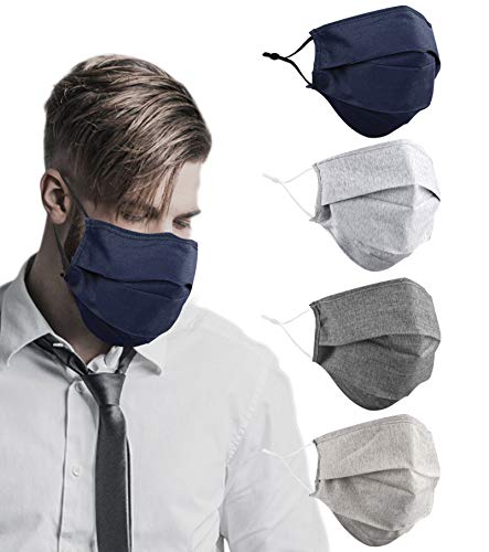 Cloth Reusable Men Face Masks, Breathable Washable Adjustable with Nose Wire Designer Grey Fabric Mascarillas Tela para DiseÃ±o, Gift for Men