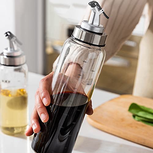 Olie sproeier Glasolie en azijn-dispenser met afgestudeerde huisfles met dringende elleboog om lekkage en olie-vulolie… - Afbeelding 8