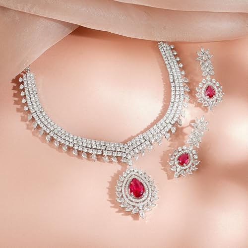 Image of Rubans AD Zircon Traditional Statement Necklace Set for Women