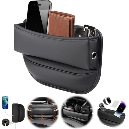 Autositzlücken-Organizer Aufbewahrungsbox Auto Getränkehalter Becherhalter Leder Auto Lückenfüller Organizer, Auto-Mittelkonsole,Autositz-Seitentaschen-Organizer