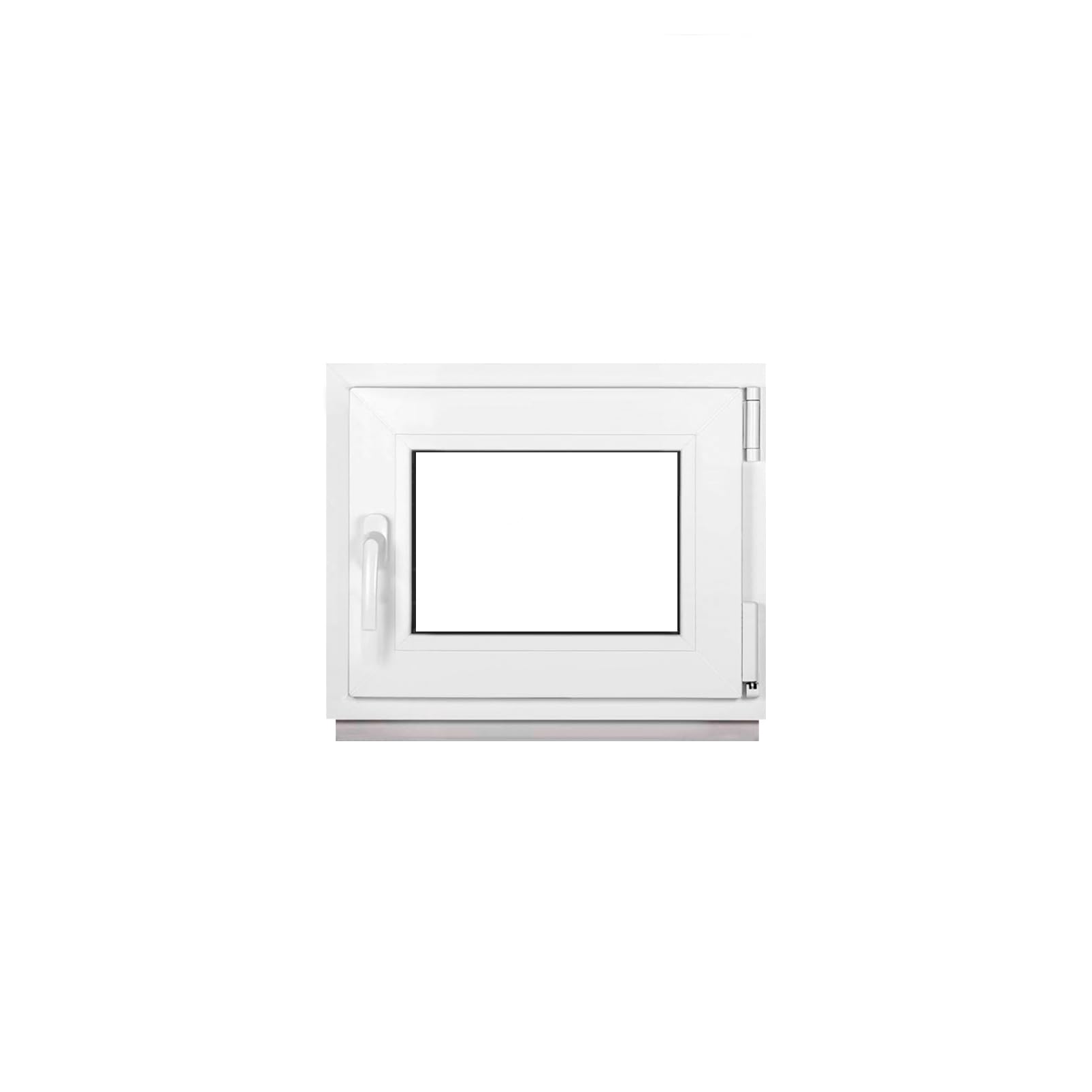 Finestra in Plastica Bianca Larghezza x Altezza 60 x 50 cm (600 x 500 mm) Triplo Vetri (32 mm), Anta-Ribalta, Girevole DIN Destra – Premium