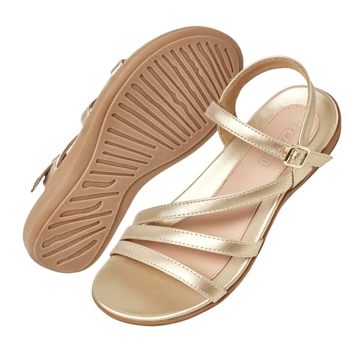 Image of Flat Sandals for Women Dressy - Comfortable Summer Strappy Sandal