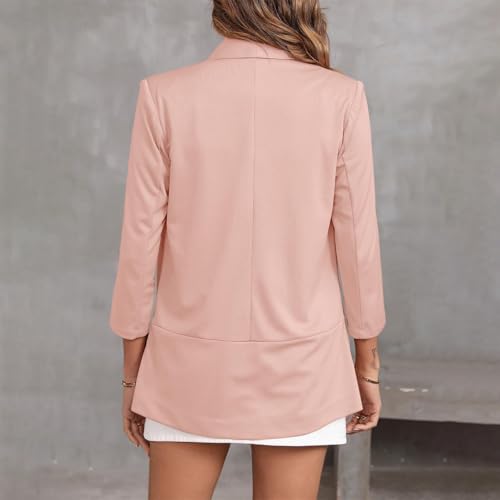 Womens Blazers for Work Casual 3/4 Sleeve Lightweight Open Front Cardigan Jacket Lapel Collar Slim Fit Blazer4