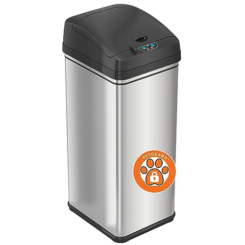 iTouchless 13 Gallon Pet-Proof Sensor Trash Can with AbsorbX Odor Filter Kitchen...