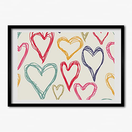 Cadre MDF Peinture 70x50 cm Tulup Tableau Moderne coeurs Colores