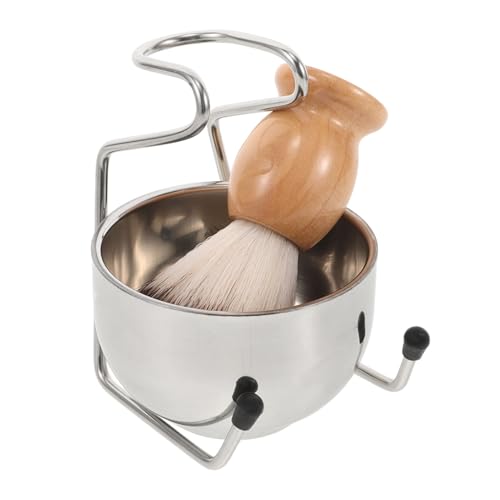 WOFASHPURET Set Men's Shaving Brush and Bowl Kit Durable Stainless Steel Grooming Set with Soft Bristles for Gentle Shaving Experience Includes and Bowl Men's Grooming Accessory