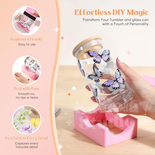 Image of Kaciola 10 Sheets UV DTF Cup Wraps for 16 oz-Bow Theme UV DTF Stickers, 1 Sheet Mysterious Pattern Transfer, Rub on Transfers Stickers for 16 oz Libbey Glasses Crafting