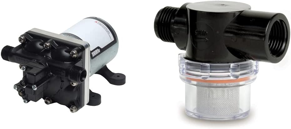 SHURFLO 4008-171-E65 115V 3GPM Revolution Pump and SHURFLO (255-313) 1/2" Twist-On Pipe Strainer