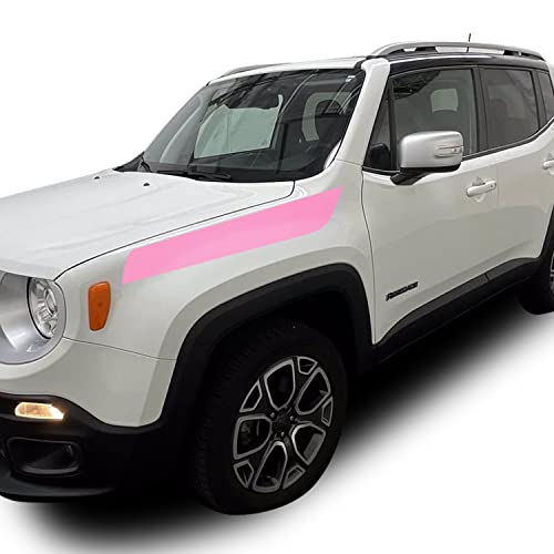 Fender Stripe Vinyl Graphic Overlay Wrap Decal Compatible with Jeep Renegade 2015 2016 2017 2018 2019 2020 2021 - Matte Pink