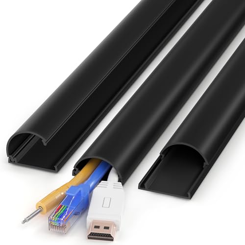 Image of ZhiYo 42.5in Cord Hider for 2-4 Wall-Mounted TV Wires, 1.4 inchW x 0.7 inchH, Black