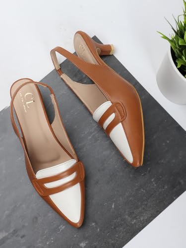 Image of Carlton London Women Stylish Backstap Sandal with Kitten Heels, Pointed Toe for Casual Wear
