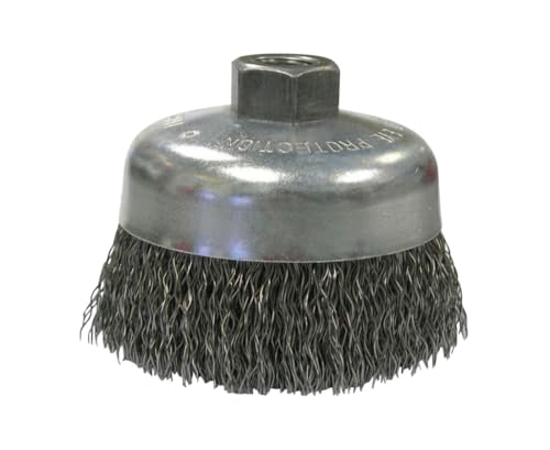 Image of Weiler 36037 Vortec Pro 6 inch Crimped Wire Cup Brush, .020 inch Steel Fill, 5 /8 inch-11 UNC Nut, Made in the USA