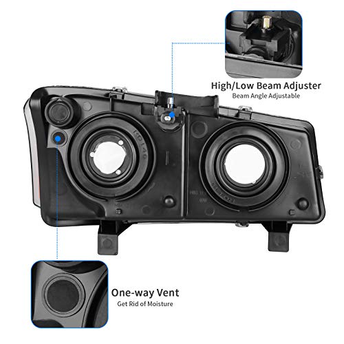 Image of DWVO Headlights Assembly Compatible with 2003-2006 Chevy Silverado Black