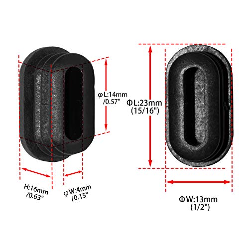 Image of Flyshop 12 x 23 mm, 1 /2 inch x 15 /16 inch OD Black Durable Plastic Plugs Tubing End Caps Oval Chair Glide Inserts 8 Pack