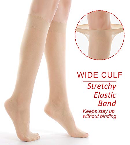 G&Y 9 Pairs Knee High Pantyhose with Reinforced Toe - 20D Nylon Stockings for Women