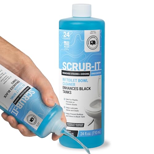 Unique Scrub-It RV Toilet Bowl Cleaner Liquid – RV Toilet Cleaner for Rimless RV Toilets, Squirt Top, Removes Stains & Odors (24 oz) Amazon Exclusive Packaging