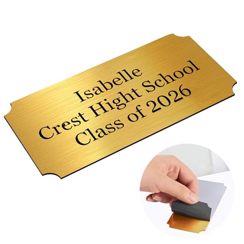 Image of Engraved Name Plates 2 inch x 4 inch Graduation Gifts Class of 2026 Custom Plaque Trophy Plates Engraved Name Plate Custom Engraved Plate Personalized Engraved Brass Plaque(Gold-1, 2x4 in)