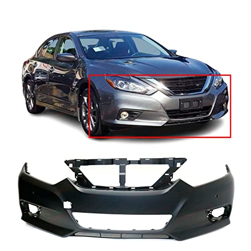FitParts Compatible With Front Bumper Cover 2016-2018 Nissan Altima Advance SL SR S SV Sense Base Exclusive Sedan 16-18. New, Primed and Ready for Paint. With Fog Light Holes NI1000312 620229HS2H